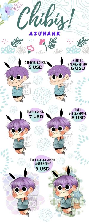 azunank: BUY ME A CHIBI!!! You can choose the style ! 3 USD LINEART5 USD SIMPLE COLOR6 USD