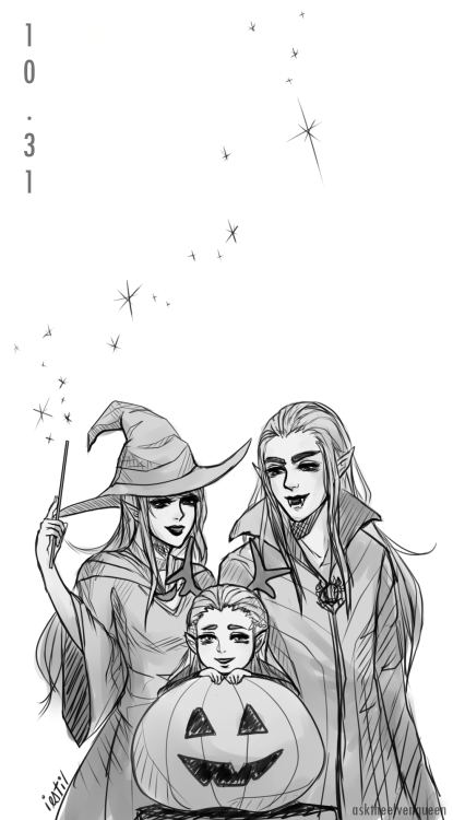 The Witch, The Elk & The Vampire - Happy Halloween from Iestil, Legolas, & Thranduil