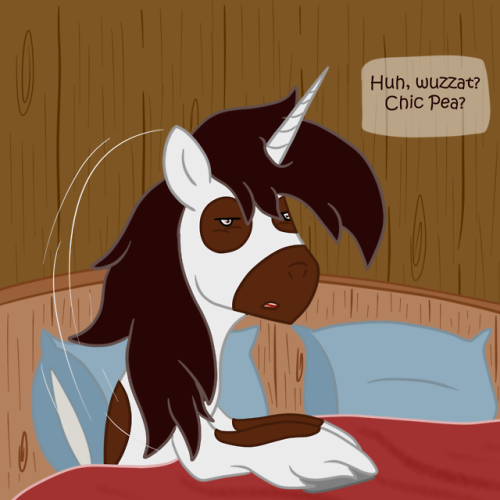 ask-mack-ponyville-blacksmith: They made me breakfast in bed all by themselves! …with a little guidance from their mother, of course. (In the time since our honeymoon Chic Pea and I have had another foal; say hello to our son Fobwatch!)  x3 Daww :3