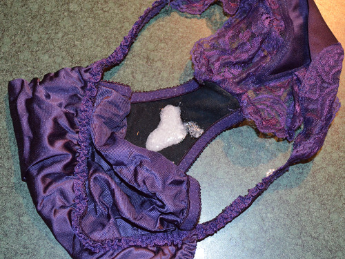 satinpantylover123:  satincum:  Mindy’s cum-fillled panties after a night at “the library.”  Mmmm i 