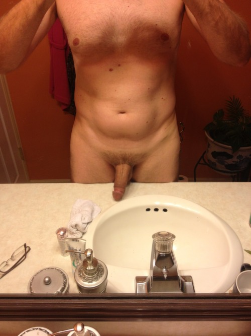 imabidad: Playing in front of the mirror. Two-tone low circumcision. Nice looking :)