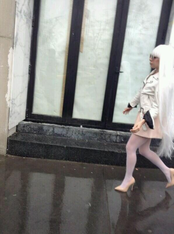 iwannabethatg-u-y:   Gaga in New York City earlier today (2.19.14).  Look how precious