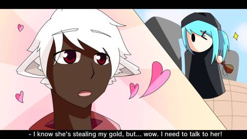 I did some fake anime screenshots of that medieval AU of my OCs and my friend’s OCs. Here, they’re p