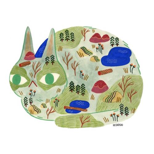 figdays:    Cat Forest Map Print //   HeidirooArt