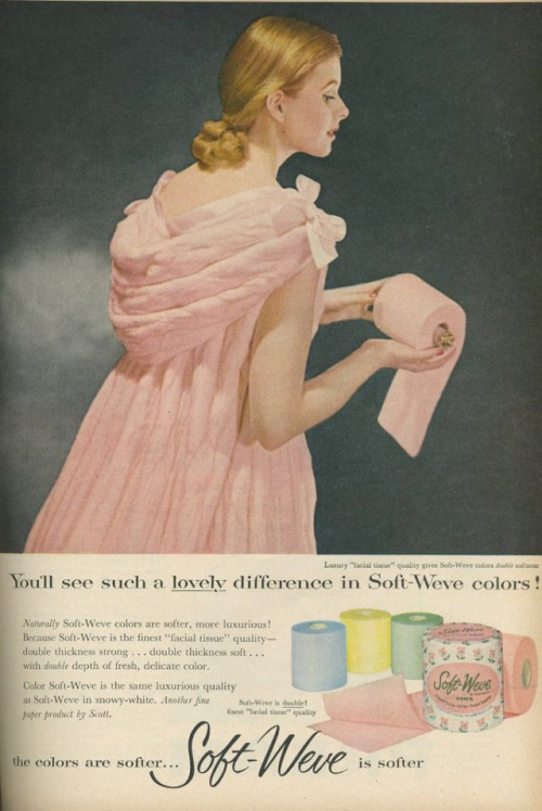 Toilet paper and facial tissue weren’t always just white. Back in the 1950s, ’60s and &r