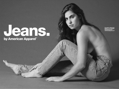 American Apparel sexy advert. American Apparel’s advertising is famous for the sexually provocative poses and for the fact that they do not use professional models. In fact, many of them are members of staff from their retail stores.