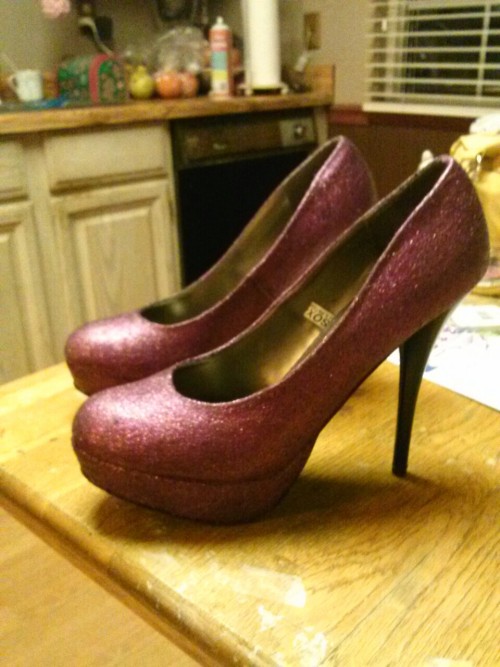 So i covered these shoes in glitter for a Jessica Rabbit cosplay. I am still trying to figure out ho