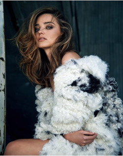 runwayandbeauty:  Miranda Kerr models this season’s must-have outerwear, the shearling jacket, for Porter Magazine. Photograph by Chris Colls.