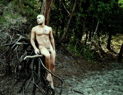 Naked man in nature