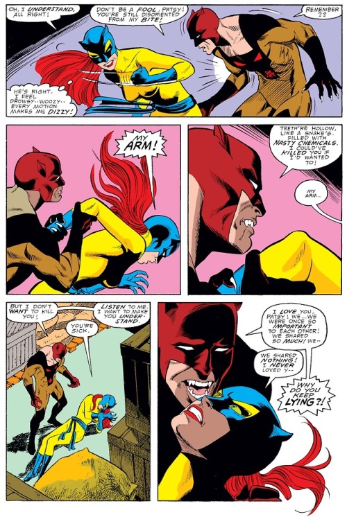 panels-of-interest: Hellcat vs. Mad-Dog. [from Avengers Spotlight (1987) #9]