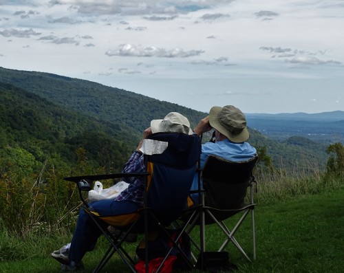 Beautiful Virginia day at the Rockfish Hawk Watch on top of Afton mountain.We only spotted people, p