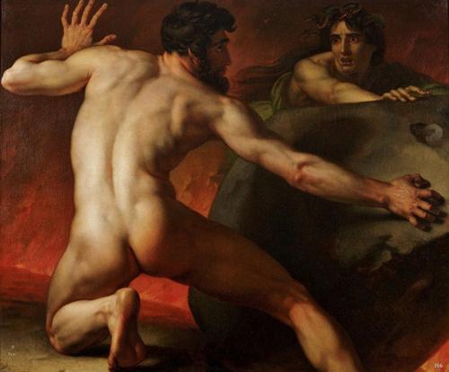 hadrian6:Ixion Enchained in Tartarus. 1824.Sisyphus Eternally Rolling the Rock. 1819.Alexandre Denis