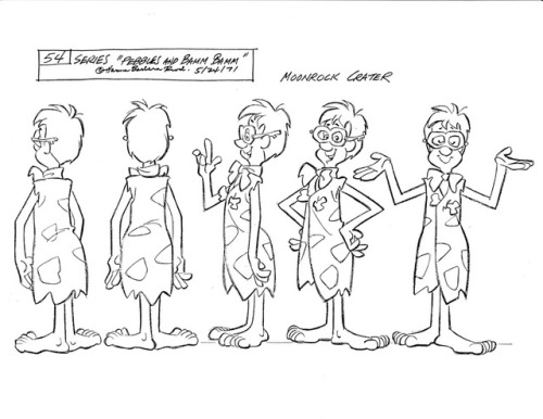 Model sheets for the 1971 Hanna-Barbera cartoon, The Pebbles and Bamm Bamm Show. A Flintstones spino