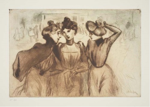 theophile-steinlen:La Sortie des Trois Midinettes, Theophile Steinlen