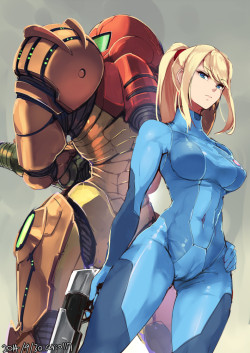 video-game-heroines:  サムス。 by アリオ  &gt; u&lt; &lt;3