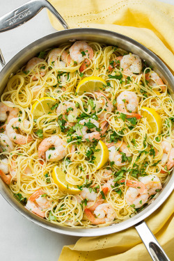 foodiebliss:  Lemon-Parmesan Angel Hair Pasta with ShrimpSource: Cooking Classy