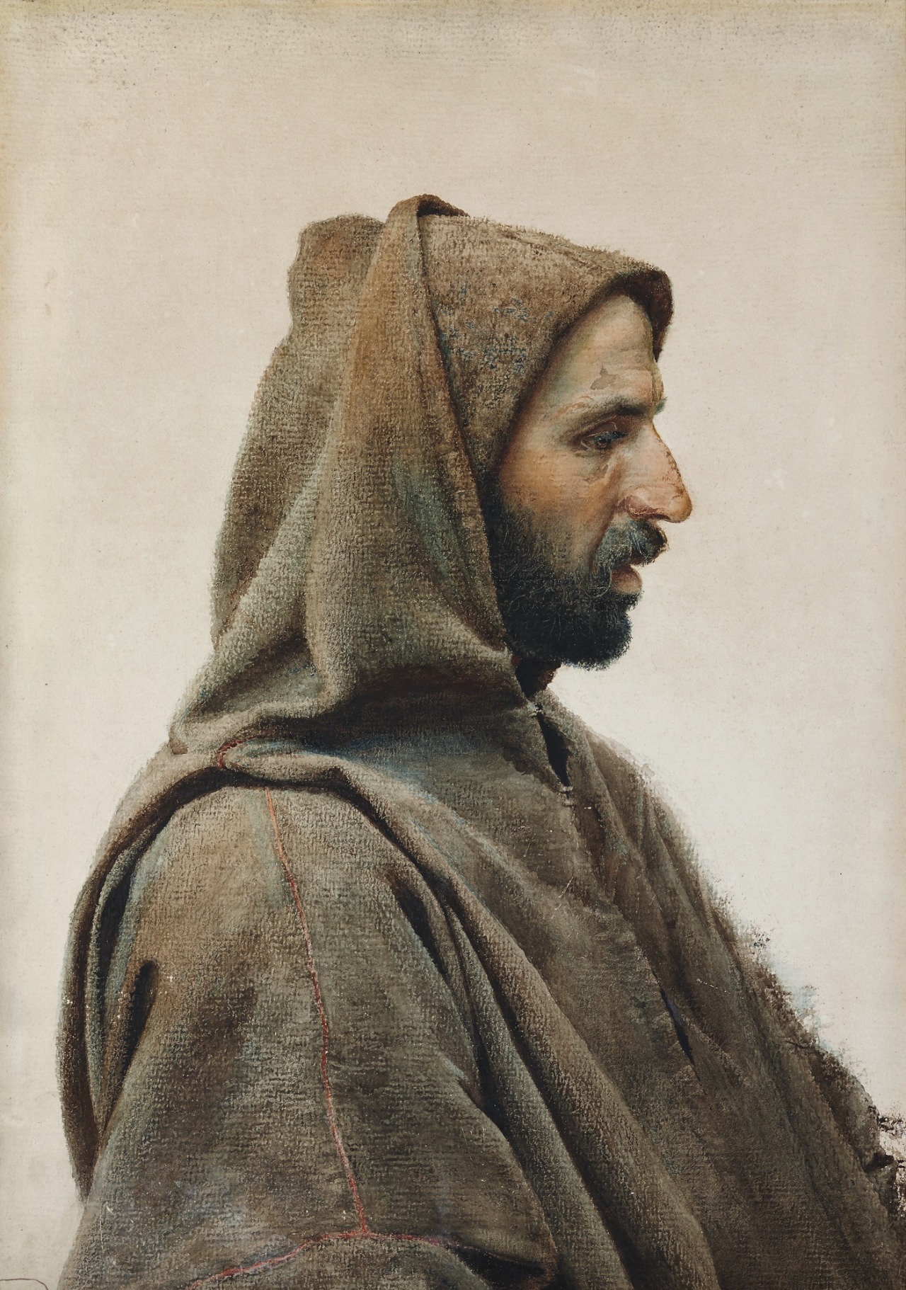José Tapiro y Baro (Spanish, 1830-1913), A man wearing a burnous. Watercolour on