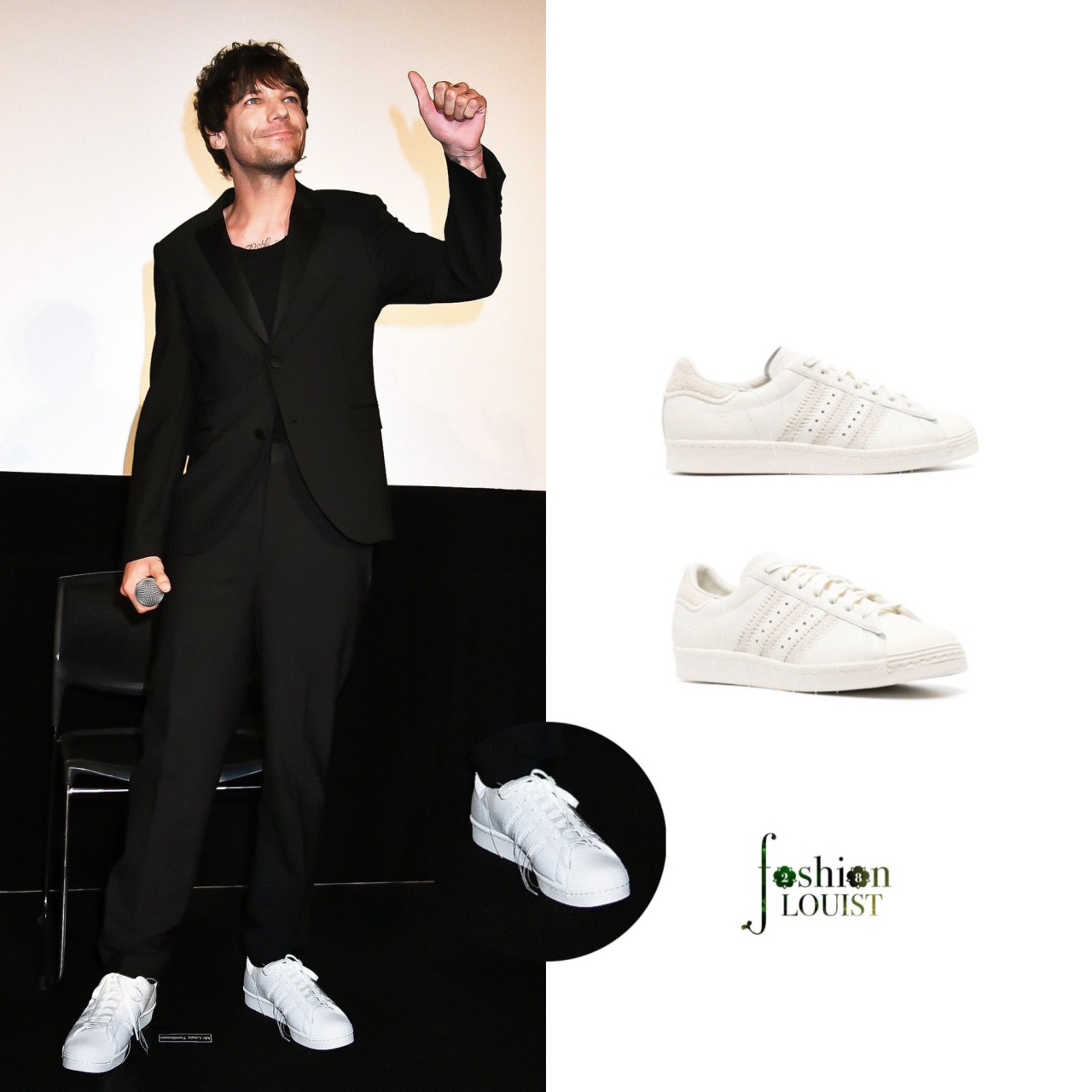 Louis Tomlinson Fashion — Louis wore Adidas Y-3 Superstar Shoes at