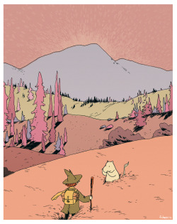 choodraws: snufkin and moomintroll in the valley