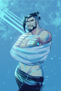 oricalcon:  ouo who you lookin’ at hanzo?  I’m feeling really sick so I just did a quick sketch and played with brushes and layer modes   