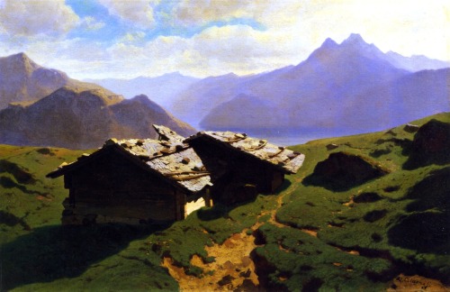 Alexandre Calame (1810-1864) - Chalets at Rigi. 1861. Oil on canvas.