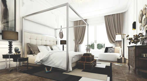 Black and white paris bedroom theme