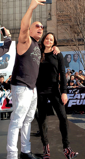 Vin Diesel and Michelle Rodriguez promoting The Fate Of The Furious in NYC today