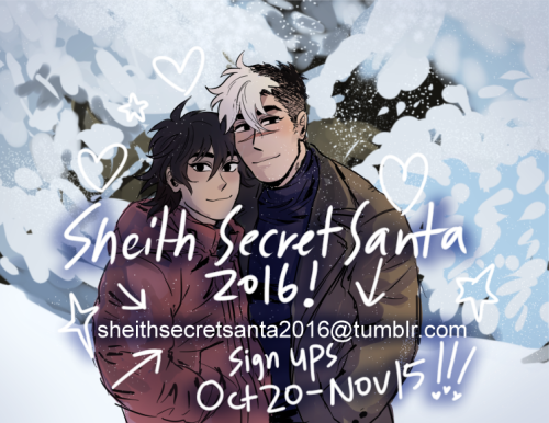 sheithsecretsanta2016: Hello! If you love Sheith and receiving gifts, Sheith Secret Santa 2016 is he