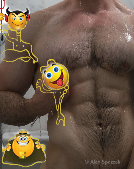 alanspazzaliartist:  I am in a naughty mood today.. and playful… so do not take seriously my invitation… but..  ….do you want to take a shower with me ?( alan)