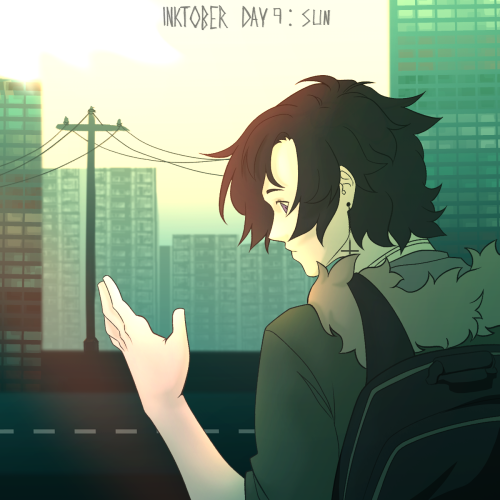 Inktober Day 9: Sun! Once Again Featuring Faolan! Local Boy Discovers His Skin Shines Like Edward's /j