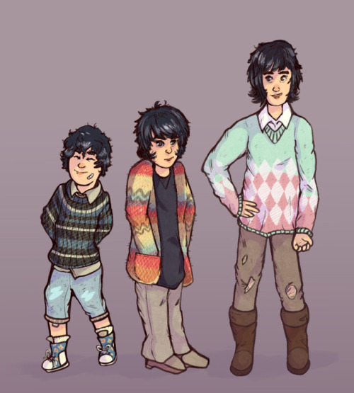 things that are tricky: drawing ocs ageing, creating clothing designs, deciding how two fictional ch