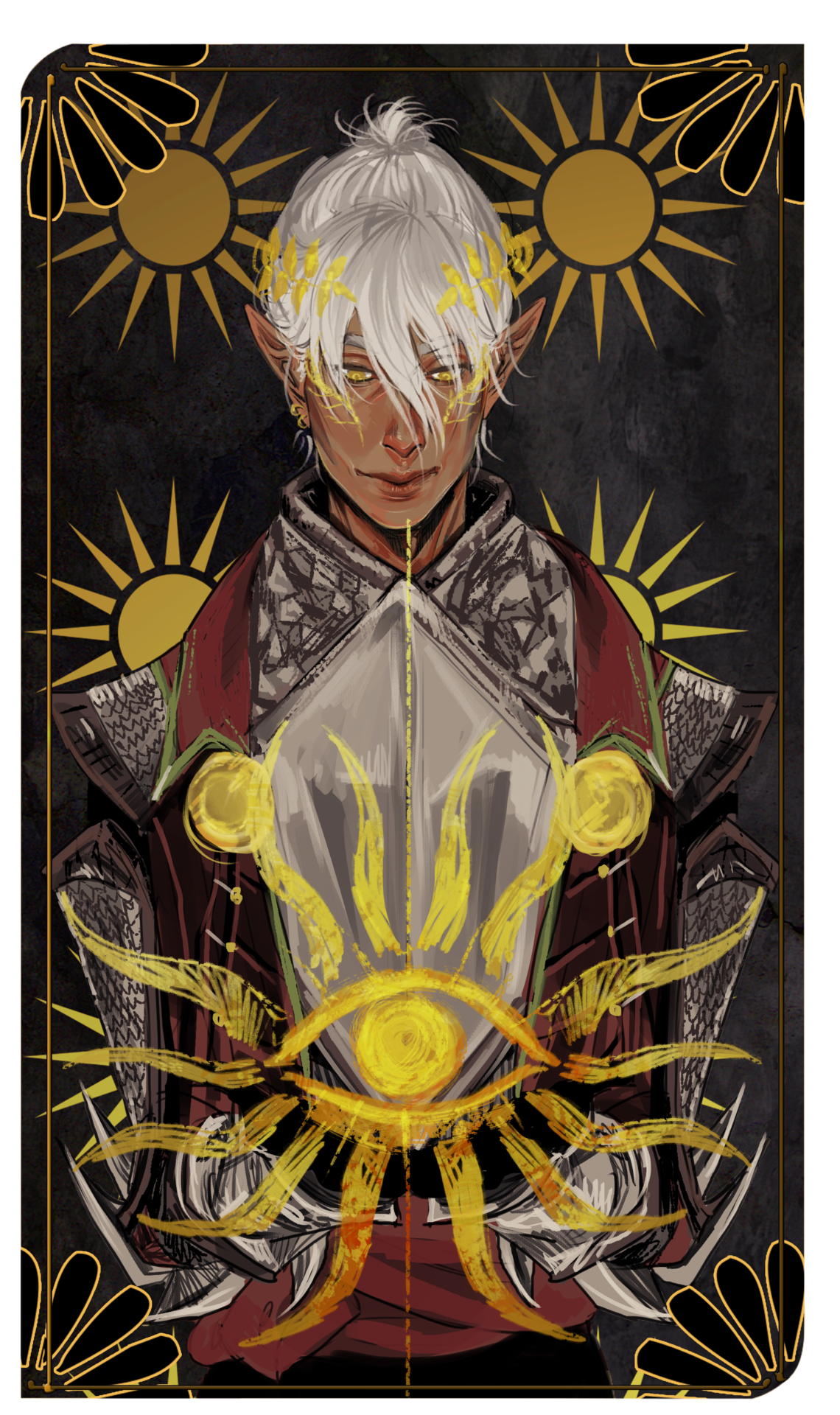 And finished. Aeris Lavellan as The Sun, commissioned by @vhenhan. ☀️ Patreon.com/Krovav