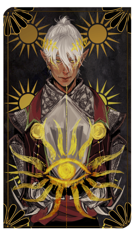 And finished. Aeris Lavellan as The Sun, commissioned by @vhenhan. ☀️ Patreon.com/Krovav / Ko-fi.com/Krovav ☀️