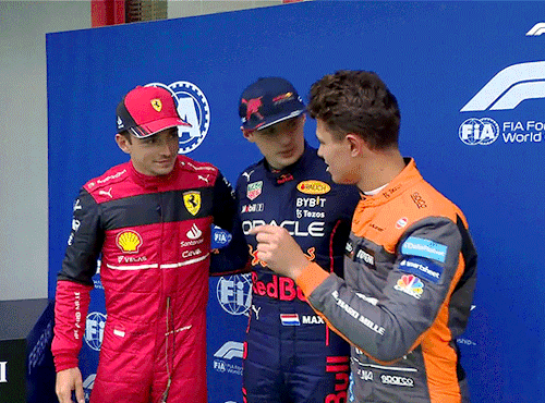 CHARLES LECLERC, MAX VERSTAPPEN & LANDO NORRIS After The 2021 Emilia Romagna Grand Prix Qualifying (April
