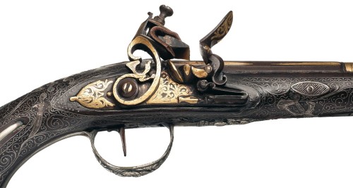 Gold and silver inlaid European flintlock pistol made for Eastern trade.Estimated Value: $2,500 -$4,