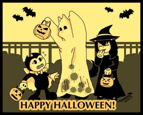 blue-apple-artisan: Saw the recent Bendy Halloween short theMeatly released on YouTube and drew this