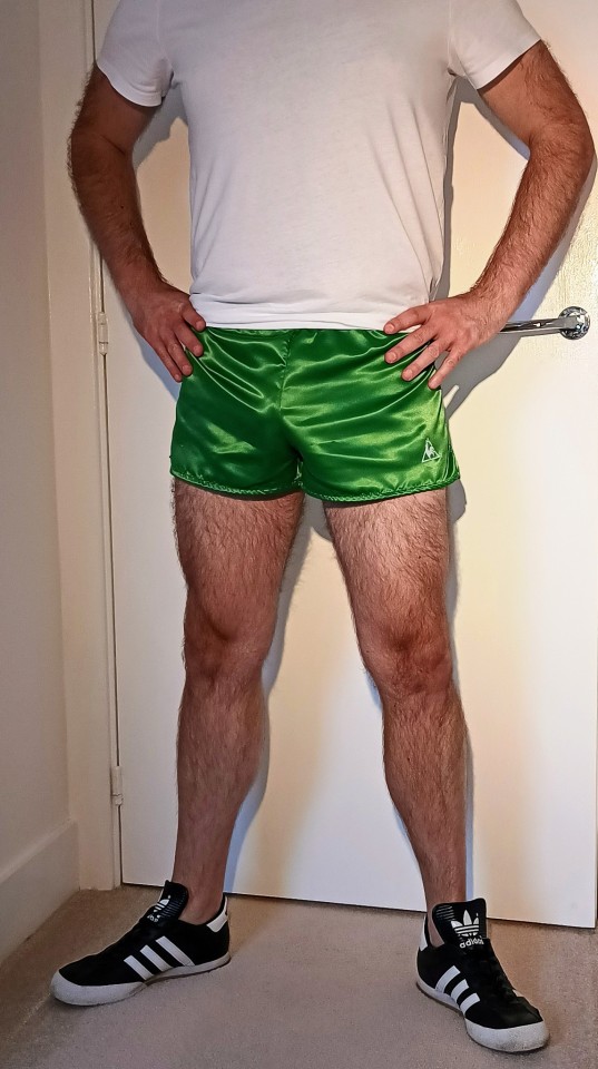 Le Coq Sportif Shiny Satin Shorts, In A Brilliant Shade Of Green. Very Similar To Adidas Ventex And So