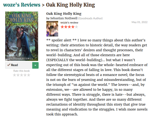 Thanks to woze @nympheline for this delightful review of Oak King Holly King!~** spoiler alert ** I 