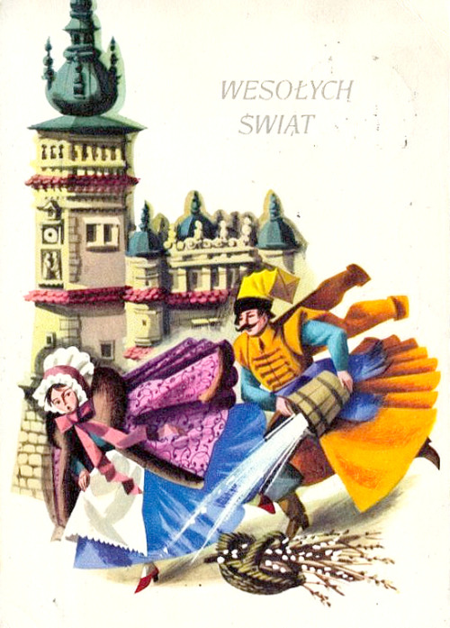 lamus-dworski:Old Polish postcards with scenes of the Śmigus-Dyngus day (also called Lany Poniedział