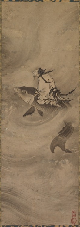 cma-japanese-art: Immortal Riding on a Carp, c. 1600, Cleveland Museum of Art: Japanese ArtSize: Ove