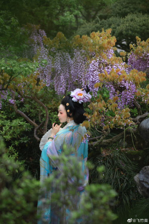 chinese hanfu in tang dynasty style by 竹里馆汉服