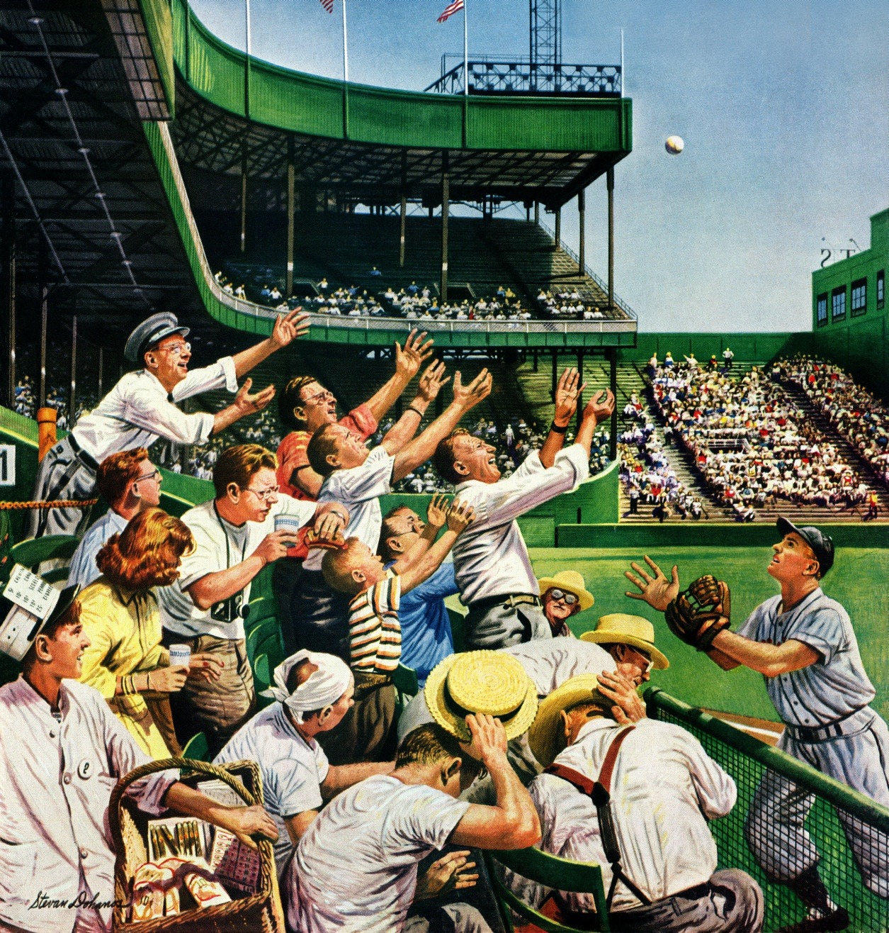 americana-plus:   “Catching the Home Run Ball”  by Stevan Dohanos. April 22,1950