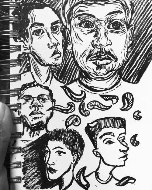 #Inktober Day 26: Some wonky late night face sketches. #inktober2016 #artistsofinstagram #inkdrawing