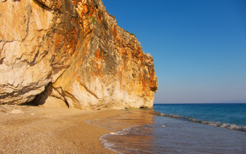 albanianvoices: Gjipe beach and Canyons in Albania. Despite being a public beach, the difficult jour