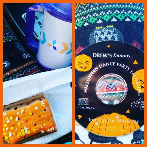 #spooky #leggings, #pumpkinspice #coffee, #spookylicious #poptarts & spooky music for the first 