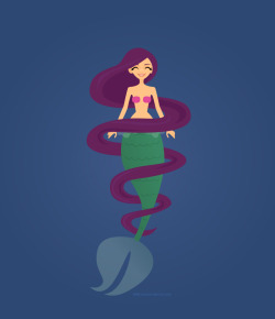 saradrawsdaily:A mermaid with looooong swirling