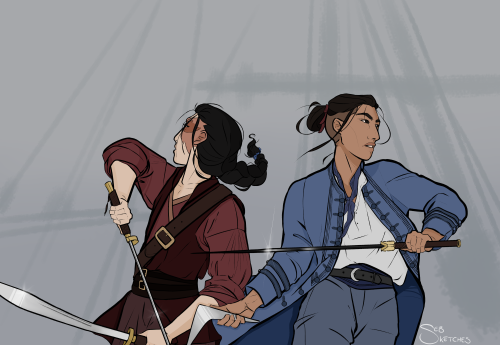 sebsketchs:zukka week 2021, day one: swordspirate au! who are they fighting? uhh the fog’s too thick to tell