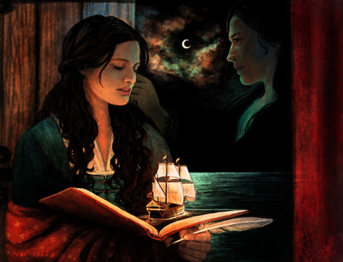 riisinaakka-draws:Abigail Ashe reminiscing the time when Lady Miranda Hamilton and Captain Flint&nbs