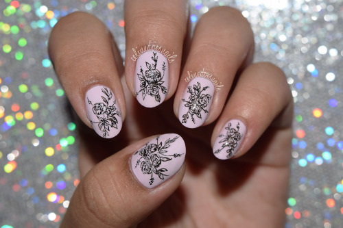 Outlined rose nails inspired by Inkstruck Studio. I did these using a Pigma Micron pen (005, .20mm).