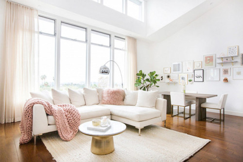 This living room brings a new meaning to pretty in pink. 